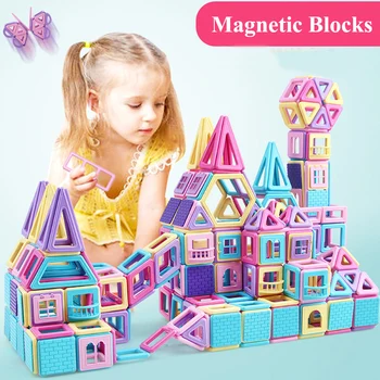 62-258pcs Nova Cor Magnético Designer de Construção Definir o Modelo de Construção de Brinquedos Magnéticos Blocos de Brinquedos Educativos para Crianças de Presente
