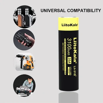 10PCS LiitoKala Lii-31 DE 18650 3,7 V 3100mA de lítio-íon 35A energia da bateria é usada em cigarros electrónicos.