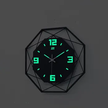 Nordic estilo de design simples relógio de parede criativo sala de estar Luminosa relógio de madeira de quartzo casa do relógio de moda de suspensão assistir