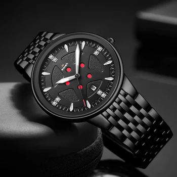 Original Marca Top Designer de Relógios para Homens Luxo Preto de Aço Inoxidável de Quartzo relógio de Pulso de Moda Impermeável Homem de Negócios, Relógio