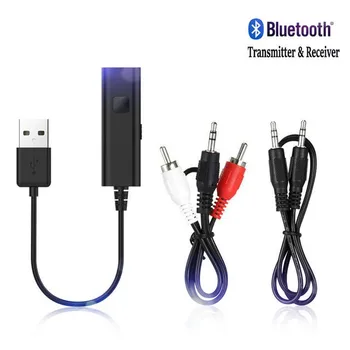 2 em 1 Receptor de Bluetooth Transmissor de Áudio USB Adaptador de 3,5 mm AUX RCA de Música MP3 Car Kit TV alto-Falante sem Fio de Fone de ouvido Adaptador