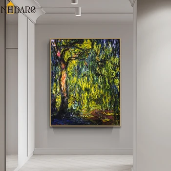 Claude Monet Salgueiros Estilo Impressionista Lona Impressão de Pintura, de Arte, de Tamanho Grande, de Parede, Fotos de Sala de estar Decoração de Casa