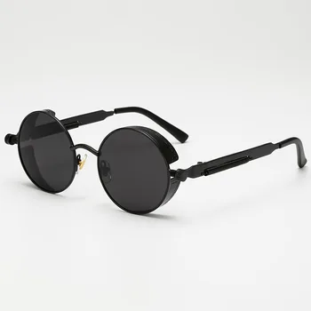 Moda Steampunk Óculos de sol de Marca Design Homens Mulheres Rodada do Óculos de sol Vintage, Punk óculos de Sol UV400 Tons de Óculos de Oculos de sol