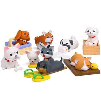 Engraçado Cão Figuras Conjunto de filhote de Cachorro Bonito Animal Modelo em Miniatura Bonecos Colecionáveis Playset animal de Estimação Pouco Figuras de Anime Kids Brinquedos 8pcs