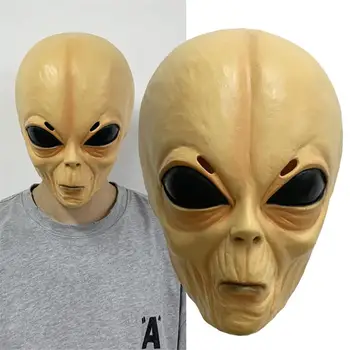 Halloween Cosplay Alienígena Máscara De Látex Látex Apavorante Máscara Completa Arnês De Cosplay Assustador Adereços Para Adultos Brinquedo