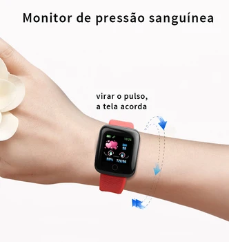 D13 Smart Watch 116, Além de Mulheres Heart Rate Monitor de Pressão Arterial Impermeável Esportes Homens de Pulso Relógio Smartwatch Para Android IOS
