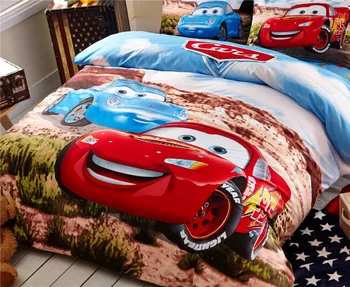 3d McQueen Carros conjunto de roupa de Cama Queen size, cama de algodão folha consolador capa de edredão para crianças, meninos bedroom decor 4-5 peças completo azul