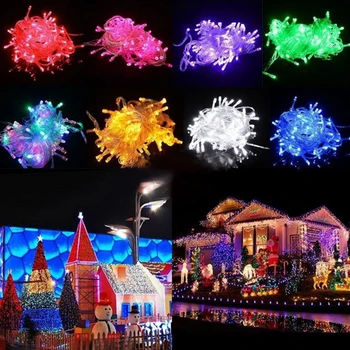 10M 20M 50M à prova d'água 220V 100 LED Decoração do Feriado Seqüência de luzes Para o Natal, Festa de Casamento, Festa de 9 Cores Frete Grátis