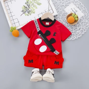 Moda Nova 2021 Roupas de Bebê do Verão para Crianças Terno dos desenhos animados Padrão Infantil de Manga Curta T-Shirt + Calça 2pcs Crianças Roupa