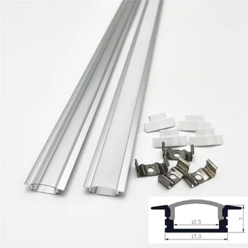 2-20pcs / monte 0,5 m pc led slot, incorporado perfil de alumínio para 5050 5630 tira, leitoso tampa transparente de 12mm pcb