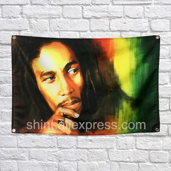 Bob Marley Bandeira Bandeira de Poliéster 144* 96 cm Pendurar na parede 4 guarnições de Sinalizador Personalizado interior Pensamento