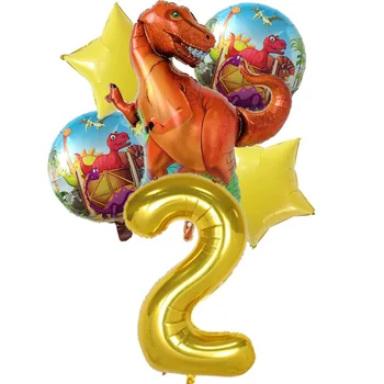 6pcs Dinossauro pentagrama Cartoon figura folha de balões de hélio floresta de tema de festa de Aniversário, decoração de suprimentos brinquedos do chuveiro do bebê